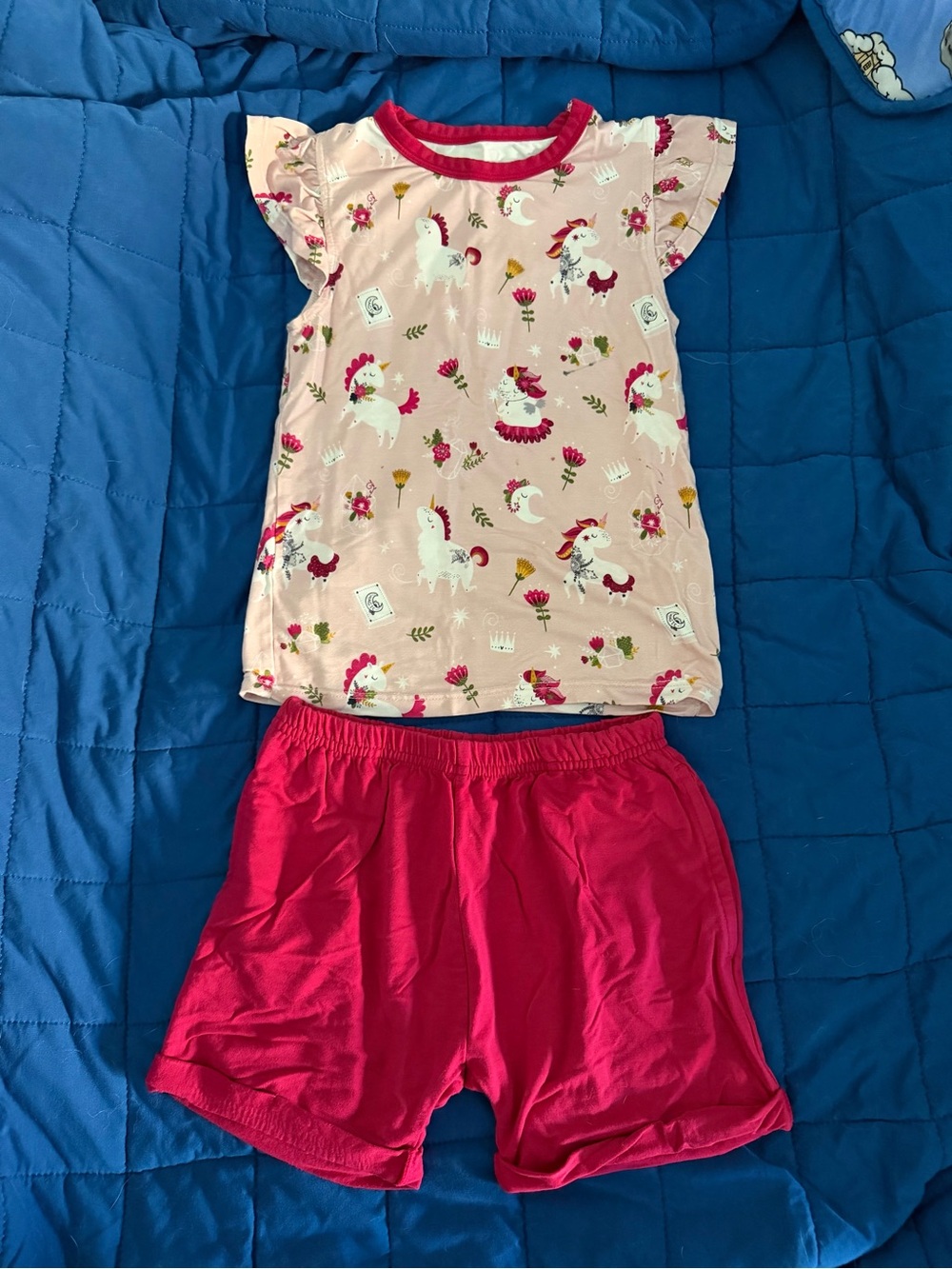 Lama Littles Unicorn Flutter Sleeve Short Set 2T VGUC